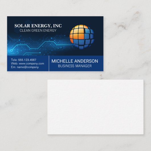 Solar Panel Modern Logo | Tech Background Visitekaartje (Voorkant / Achterkant)