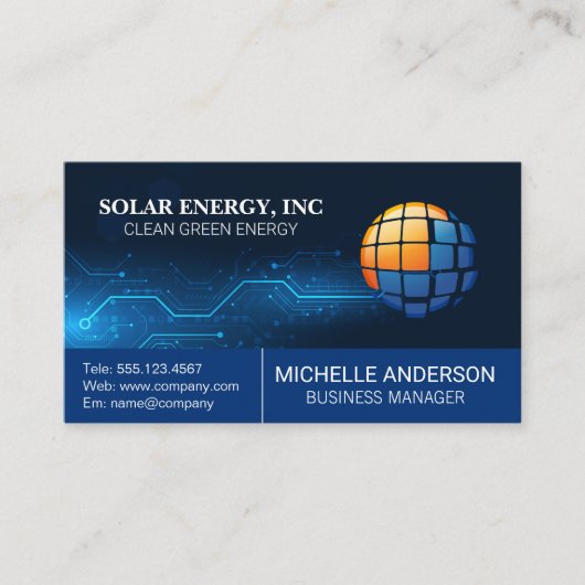 Solar Panel Modern Logo | Tech Background Visitekaartje (Voorkant)