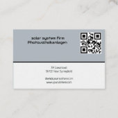 Solar Photovoltaik Anlage Technik Elektrik Verkauf Visitekaartje (Achterkant)