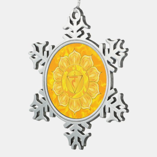 Solar Plexus Chakra Pewter Snowflake Ornament (Rechts)