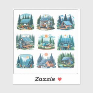 Solar-Powered Portable Office Setup in Forest - Di Sticker