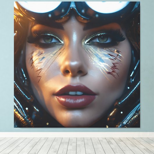 Solar Punk Woman Canvas Afdruk (Insitu (Houten vloer))