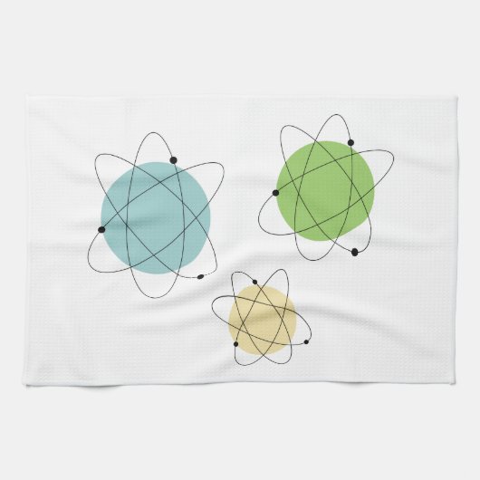 Solar Retro Mid Century moderne Schattigee keukenh Theedoek (Horizontaal)