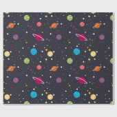 Solar-systeem op zwart cadeaupapier (Vlak)