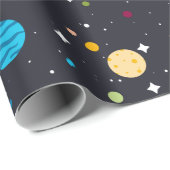 Solar-systeem op zwart cadeaupapier (Rol Hoek)