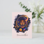 Solar System Afro Woman Briefkaart (Staand voorkant)