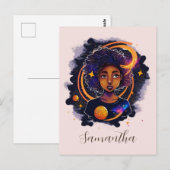 Solar System Afro Woman Briefkaart (Voorkant / Achterkant)