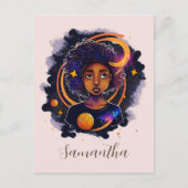 Solar System Afro Woman Briefkaart (Voorkant)