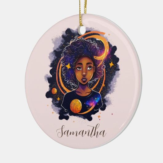 Solar System Afro Woman Keramisch Ornament (Links)