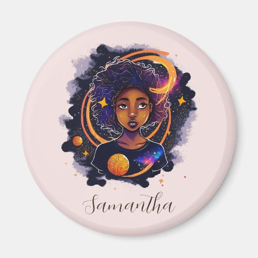 Solar System Afro Woman Magneet (Voorkant)
