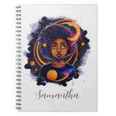 Solar System Afro Woman Notitieboek (Voorkant)
