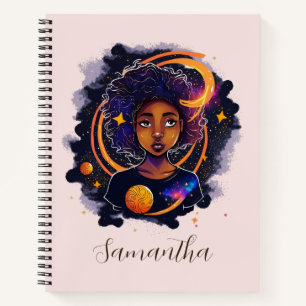 Solar System Afro Woman Notitieboek
