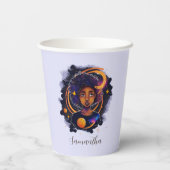 Solar System Afro Woman Papieren Bekers (Achterkant)