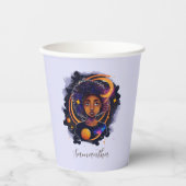 Solar System Afro Woman Papieren Bekers (Voorkant)