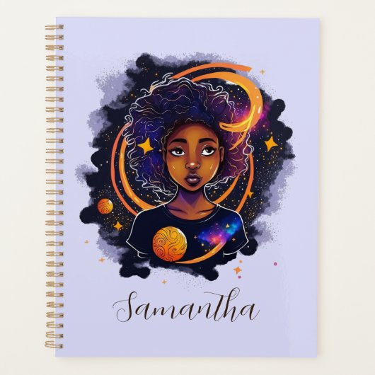 Solar System Afro Woman Planner (Voorkant)