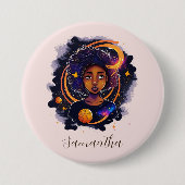 Solar System Afro Woman Ronde Button 7,6 Cm (Voorkant)