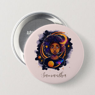 Solar System Afro Woman Ronde Button 7,6 Cm