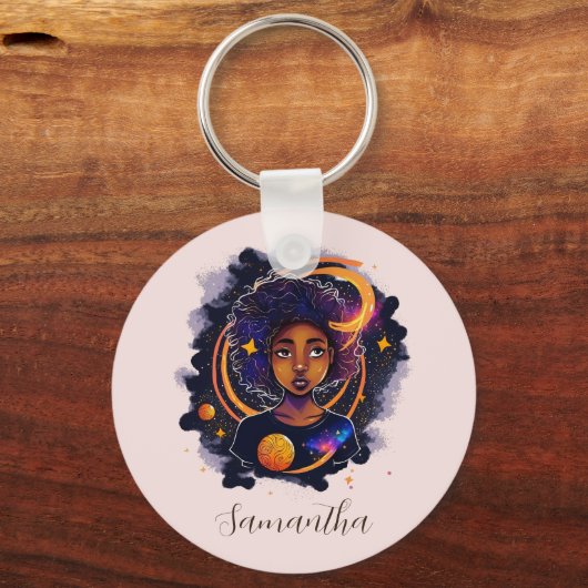 Solar System Afro Woman Sleutelhanger (Voorkant)