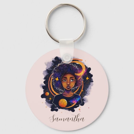 Solar System Afro Woman Sleutelhanger (Achterkant)