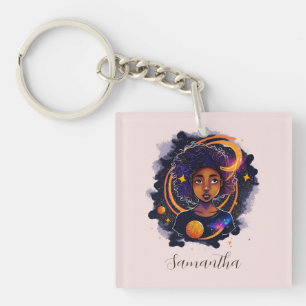 Solar System Afro Woman Sleutelhanger