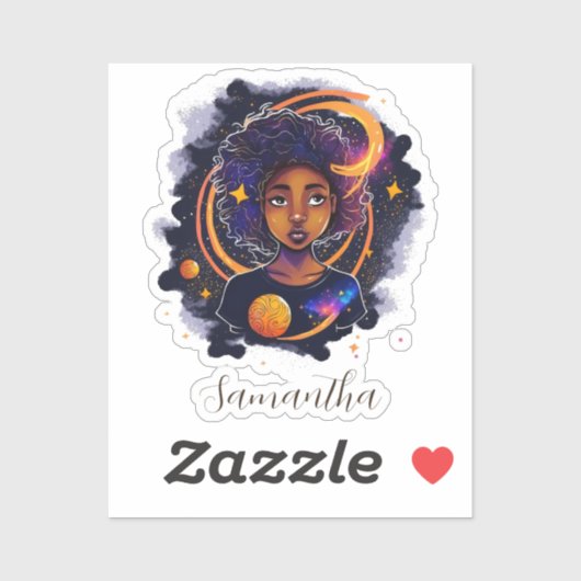 Solar System Afro Woman Sticker (Vel)