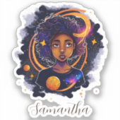 Solar System Afro Woman Sticker (Voorkant)