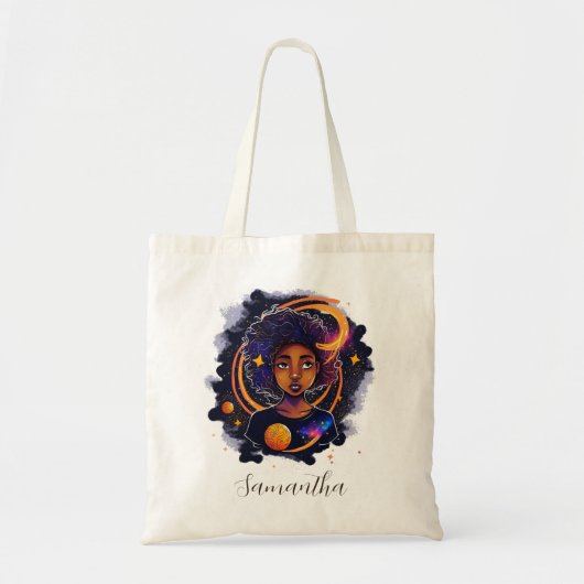 Solar System Afro Woman Tote Bag (Voorkant)