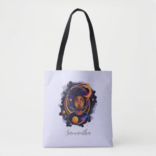 Solar System Afro Woman Tote Bag (Voorkant)