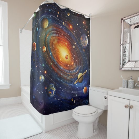 Solar System Art Shower Curtain Douchegordijn (In situ)