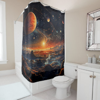 Solar System Art Shower Curtain Douchegordijn