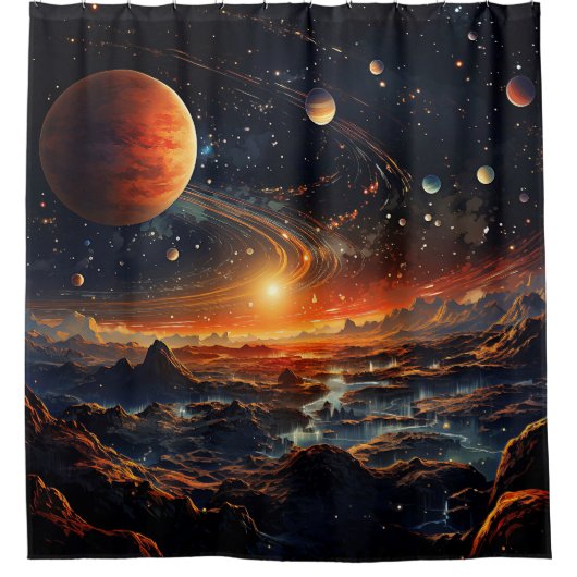 Solar System Art Shower Curtain Douchegordijn (Voorkant)