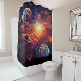 Solar System Art Shower Curtain Douchegordijn