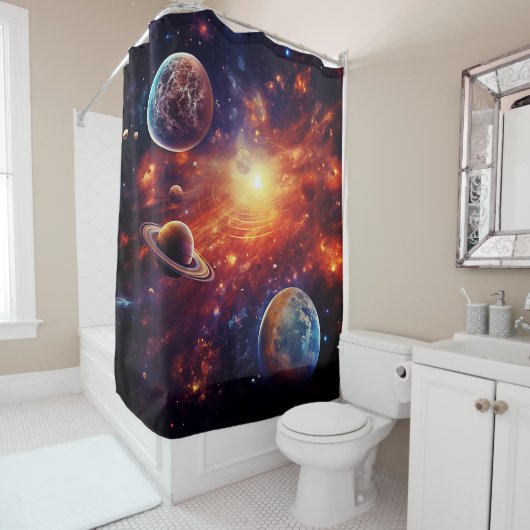 Solar System Art Shower Curtain Douchegordijn (In situ)