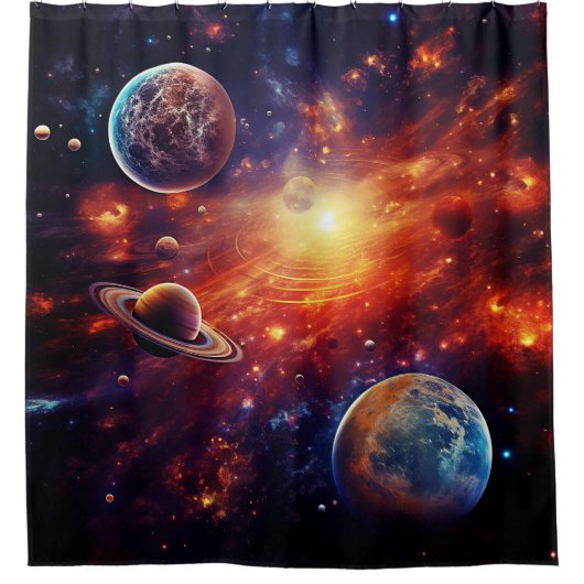 Solar System Art Shower Curtain Douchegordijn (Voorkant)
