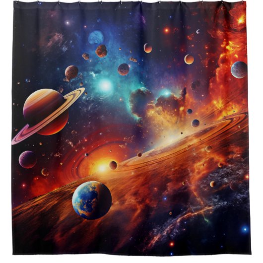 Solar System Art Shower Curtain Douchegordijn (Voorkant)
