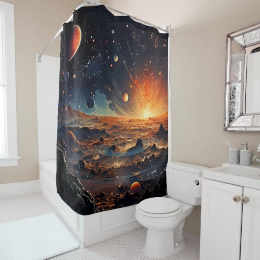 Solar System Art Shower Curtain Douchegordijn (In situ)