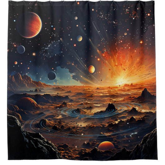 Solar System Art Shower Curtain Douchegordijn (Voorkant)