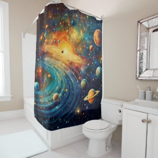 Solar System Art Shower Curtain Douchegordijn