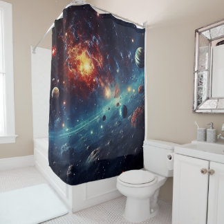 Solar System Art Shower Curtain Douchegordijn