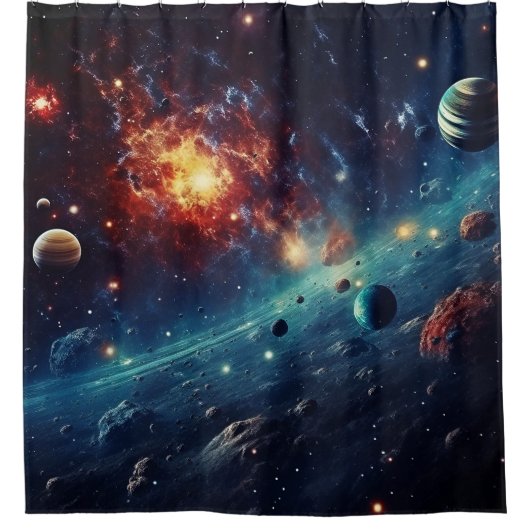 Solar System Art Shower Curtain Douchegordijn (Voorkant)
