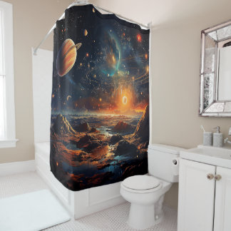 Solar System Art Shower Curtain Douchegordijn