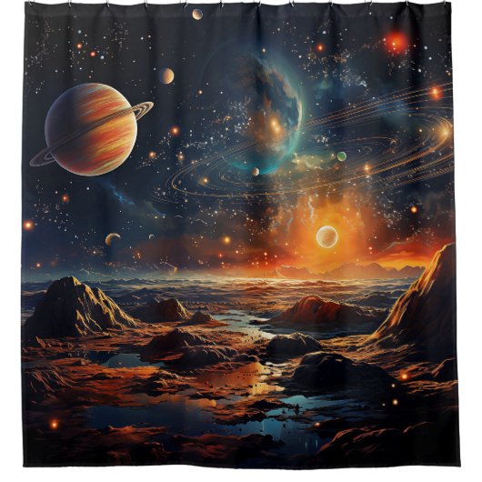Solar System Art Shower Curtain Douchegordijn (Voorkant)