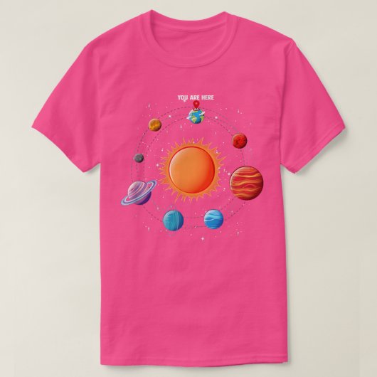 Solar System Astronaut You Are Here Space T-shirt (Design voorkant)