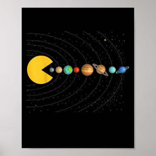 Solar System Astronomy Space Video Games Funny Gra Poster (Voorkant)