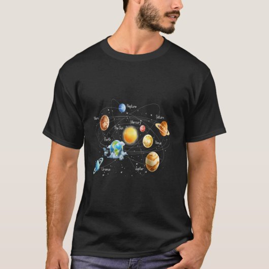 Solar System Astronomy Sun Moon Stars Space Scienc T-shirt (Voorkant)
