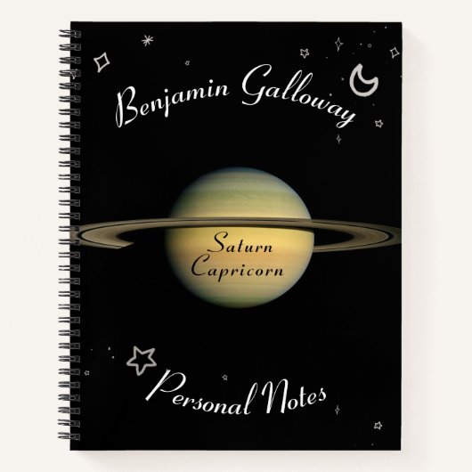 Solar System Cosmic Saturn Capricorn Monogram Notitieboek (Voorkant)