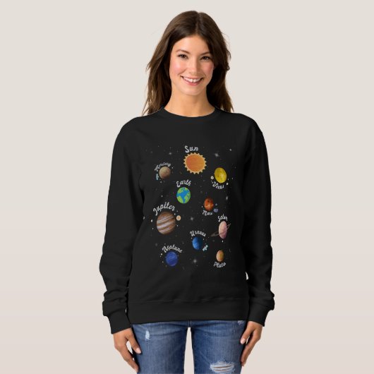 Solar System Kids Planets Outer Space Knowledge Sc Trui (Voorkant volledig)