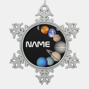 Solar System Montage JPL-foto's - Naam aanpassen Tin Sneeuwvlok Ornament