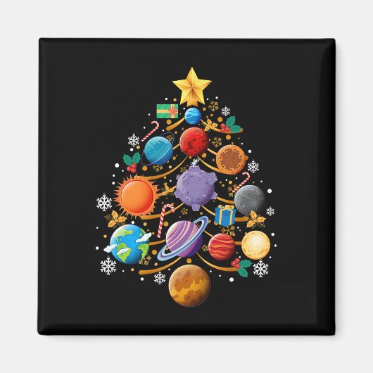 Solar System Planets Christmas Tree Astronomy Xmas Magneet (Voorkant)
