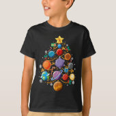 Solar System Planets Christmas Tree Astronomy Xmas T-shirt (Voorkant)